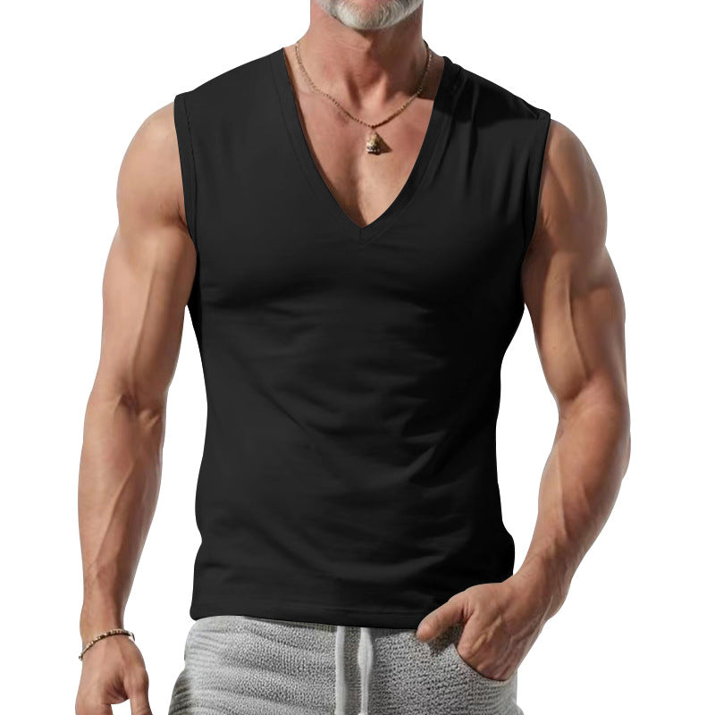 Herren nan figurbetontes ärmelloses V-Ausschnitt Muskelshirt