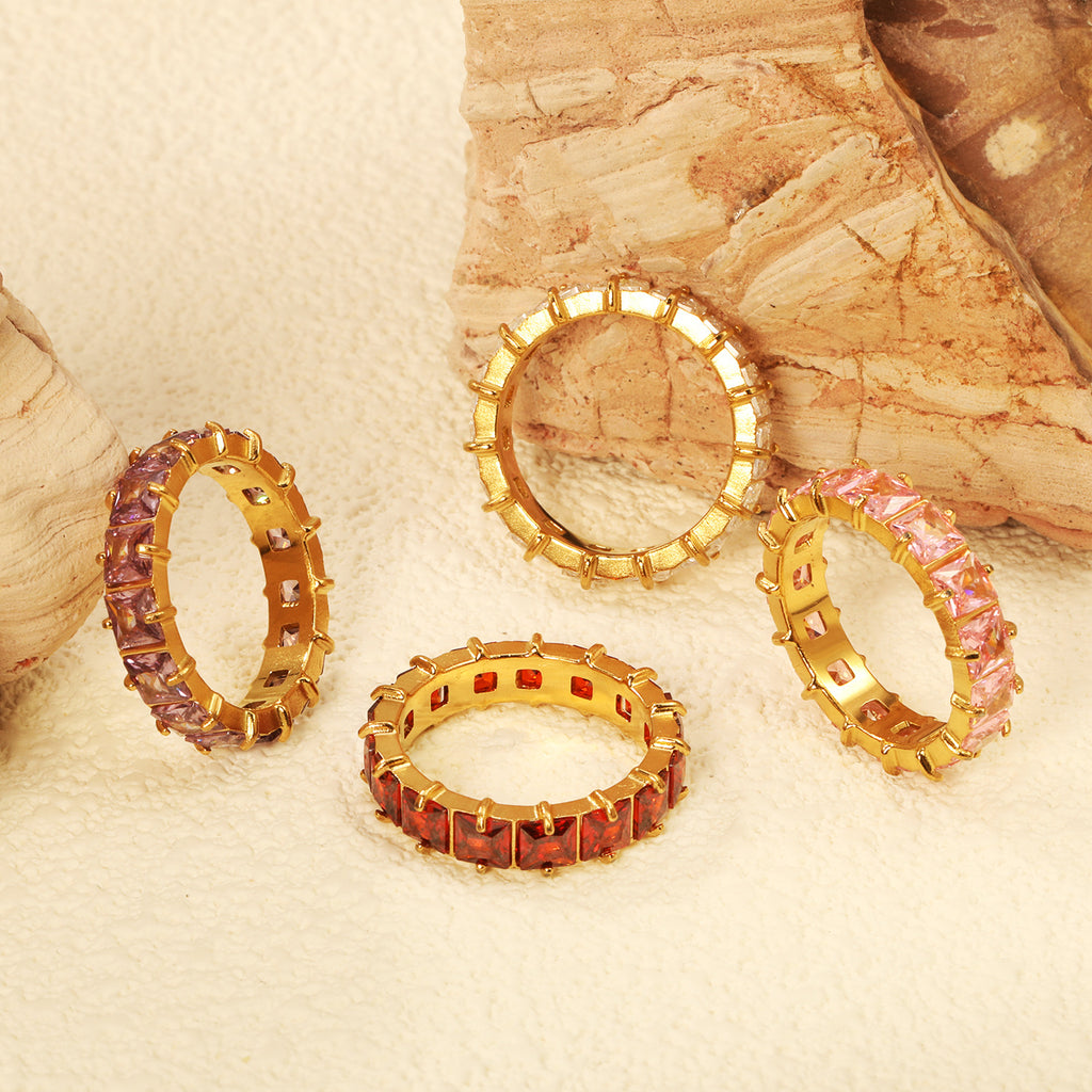 Damen Ring mit funkelnden Zirkonia aus hochwertigem Edelstahl Shop Nory
