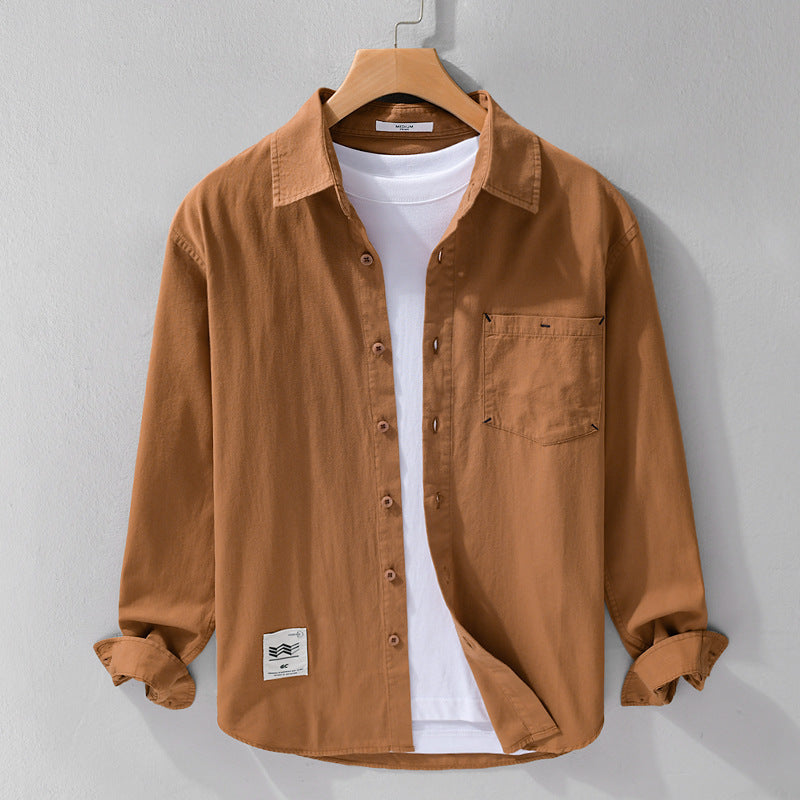 Herren Offenes Baumwoll-Overshirt im Layering-Look mit aufgesetzter Brusttasche Shop Nory