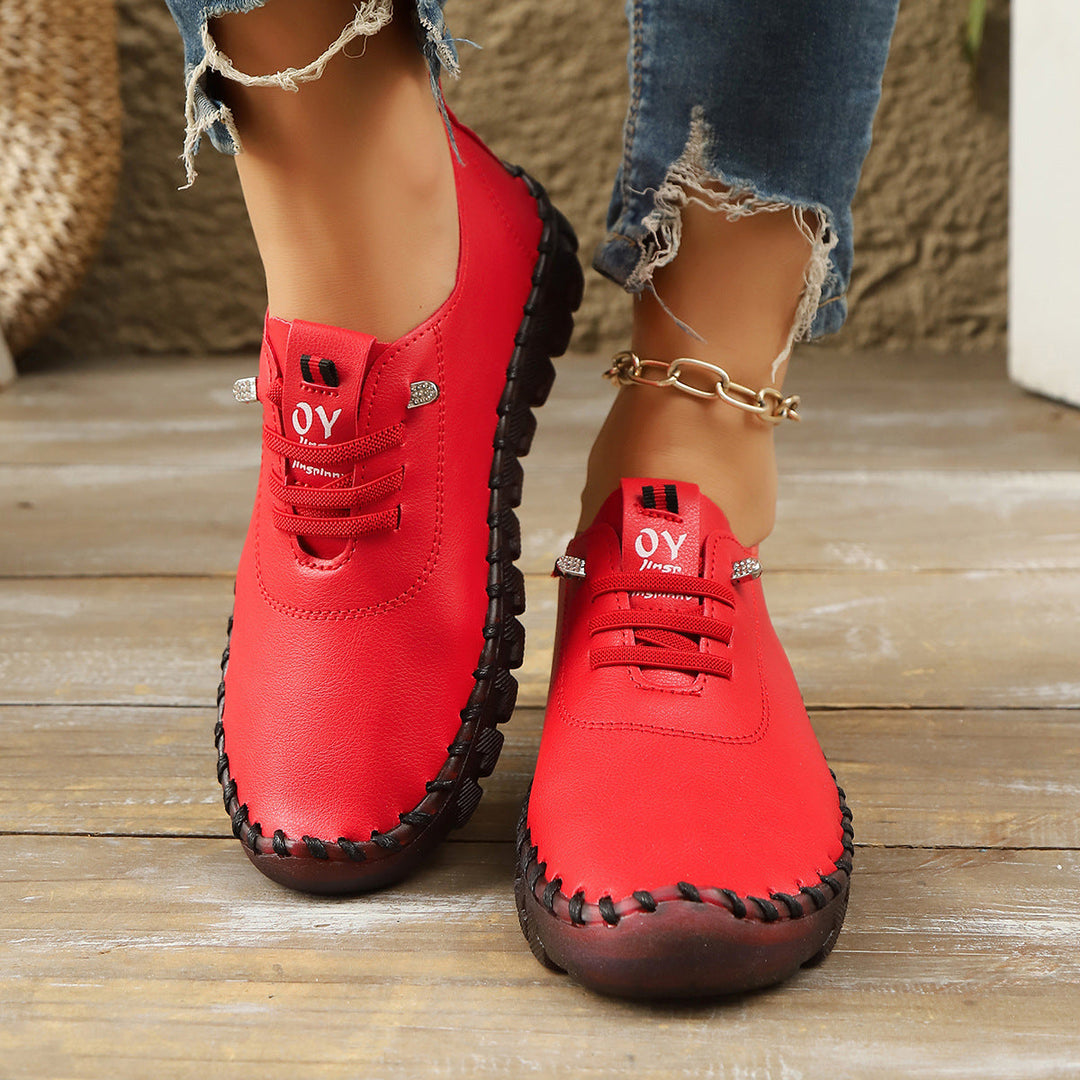 Damen Atmungsaktive und bequeme Freizeitschuhe mit elastischen Schnürsenkeln Shopnory