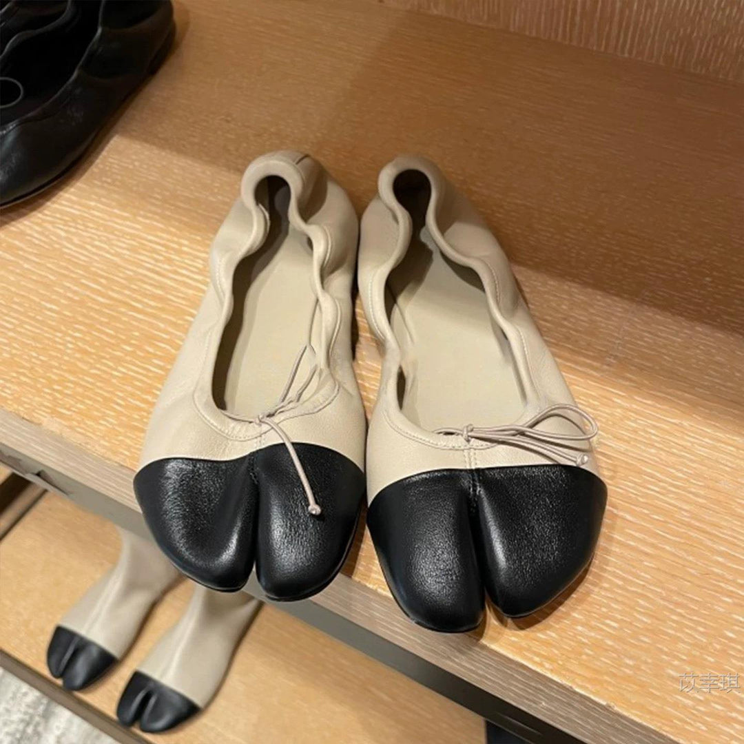 Damen Ballerinas mit abgerundetem Zehenbereich und schnürbarem Detail