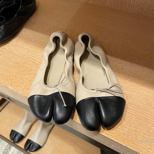Damen Ballerinas mit abgerundetem Zehenbereich und schnürbarem Detail