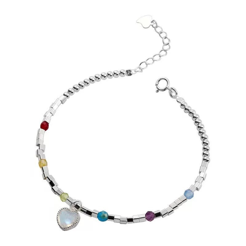 Damen Halskette mit einzigartigem Herzanhänger und bunten Perlendetails Shop Nory