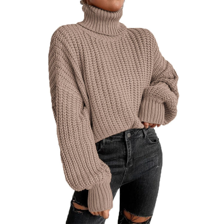 Damen nan grober Rollkragenpullover mit Oversize-Ärmeln und gerippten Bündchen Shop Nory
