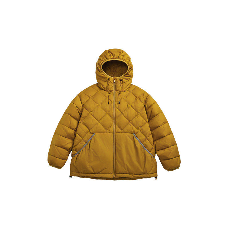 Unisex Boxy-Steppjacke mit Kapuze, Rautensteppung und Zwei-Wege-Reißverschluss Shop Nory