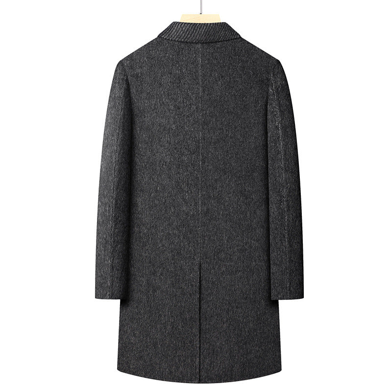 Herren Langer doppeltreihiger Wollmix-Mantel mit strukturiertem Revers Shop Nory