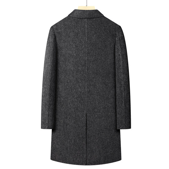 Herren Langer doppeltreihiger Wollmix-Mantel mit strukturiertem Revers Shop Nory