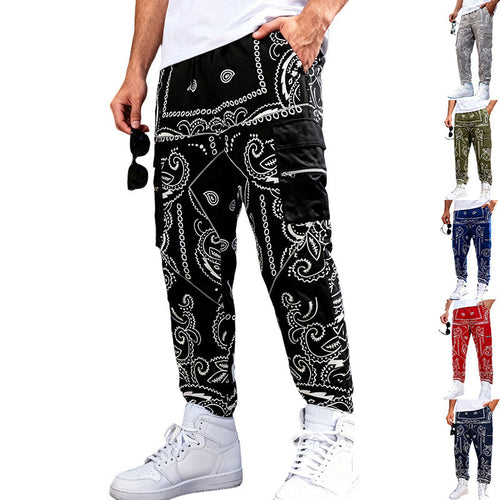 Herren Cargo-Jogginghose im Bandana-Print mit Cargo-Taschen & elastischem Bund Shop Nory
