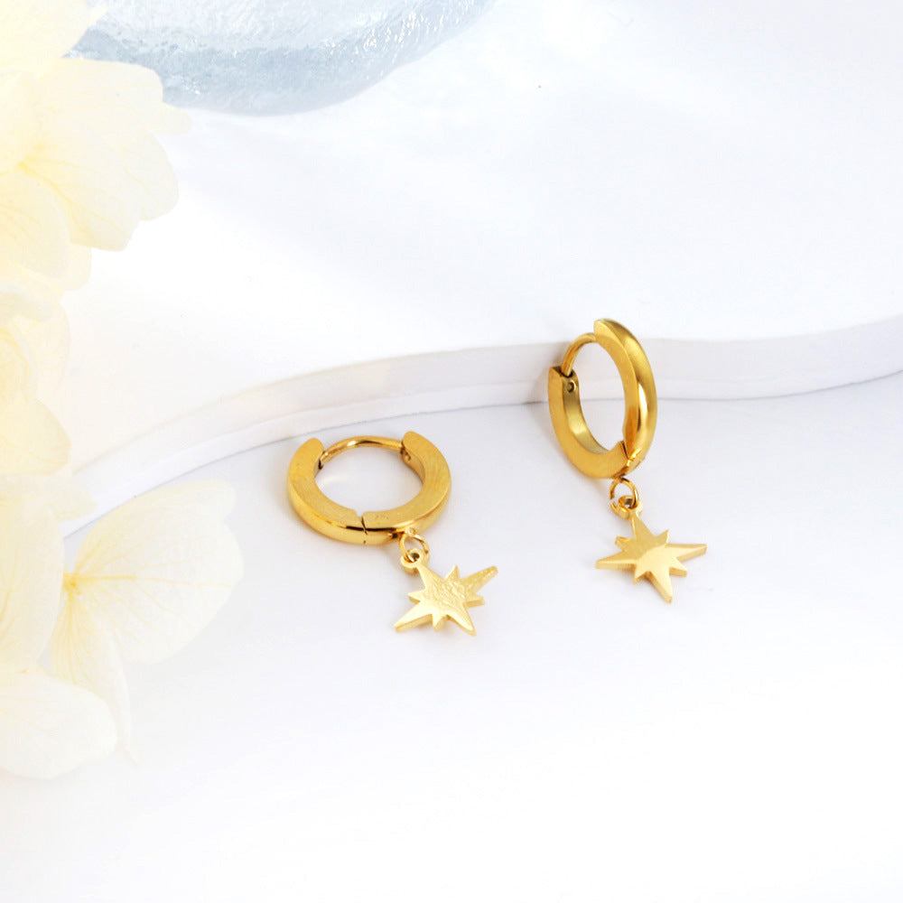 Damen Hängende Ohrstecker mit Sternmotiv aus antiallergischem Edelstahl Shop Nory