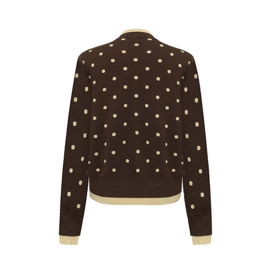 Damen Gepunktete Strickjacke mit Rundhalsausschnitt, Knopfleiste und Layering‑Optik Shop Nory