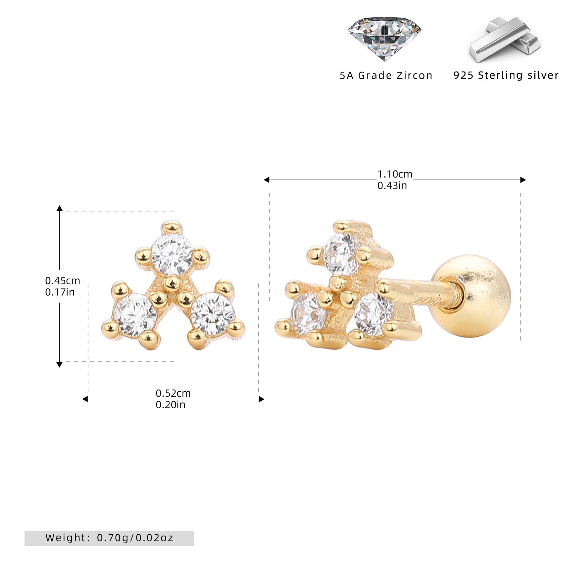 Damen Ohrstecker mit funkelndem 5A Zirkon aus hochwertigem 925 Sterling Silber Shop Nory