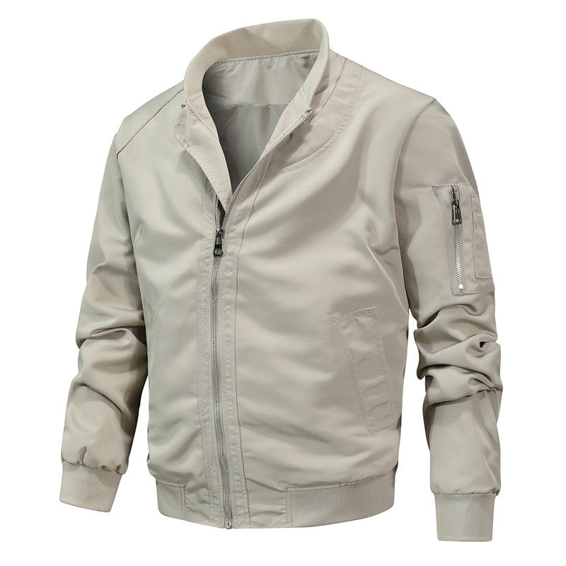 Herren Leichter urbaner Bomber mit Stehkragen, Reißverschluss-Ärmeltasche und Rippbündchen Shop Nory