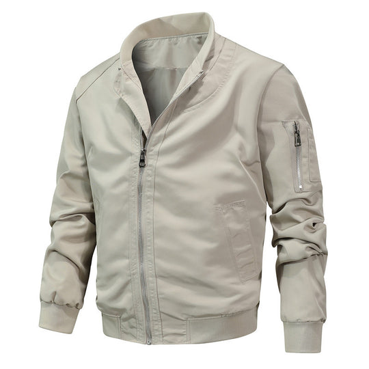 Herren Leichter urbaner Bomber mit Stehkragen, Reißverschluss-Ärmeltasche und Rippbündchen Shop Nory
