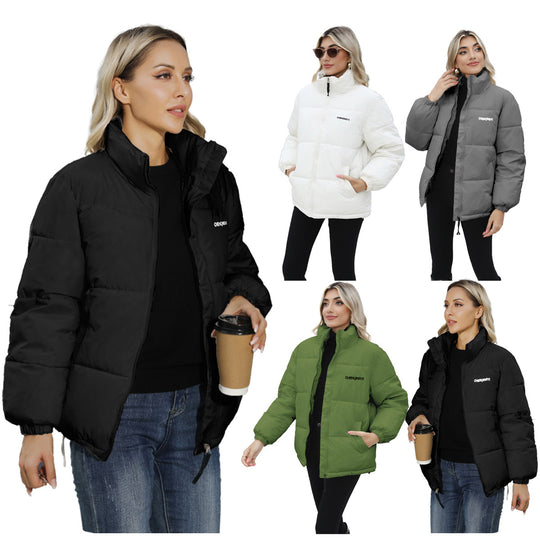 Damen Wattierte Oversize-Steppjacke mit Stehkragen und Kordelzugsaum Shop Nory