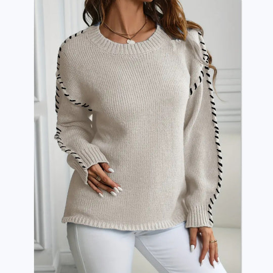 Damen Oversize Strickpullover mit dekorativem Kordel‑Zopf an Ärmeln Shop Nory