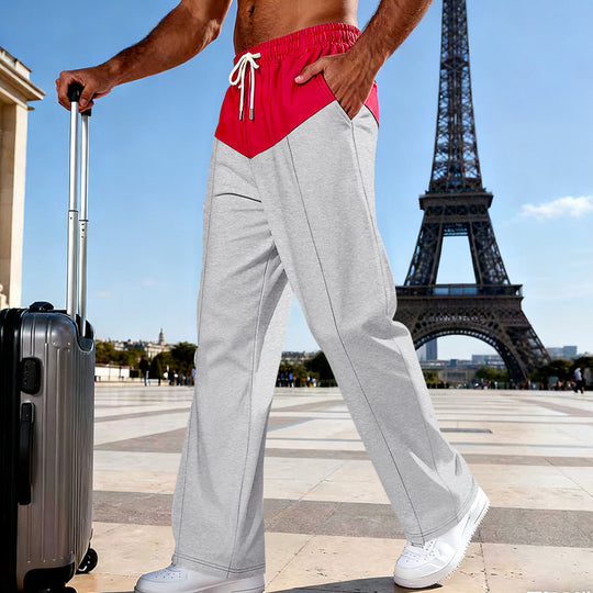 Herren Leichte Travel-Hose mit weitem Bein, kontrastierendem Tunnelzugbund und Bügelfalte Shop Nory