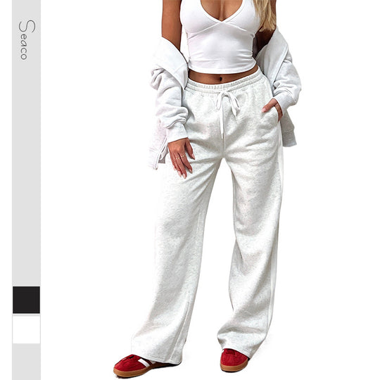 Damen weite High-Waist Jogginghose mit seitlichem Kontrast-Streifen und Taschen Shop Nory