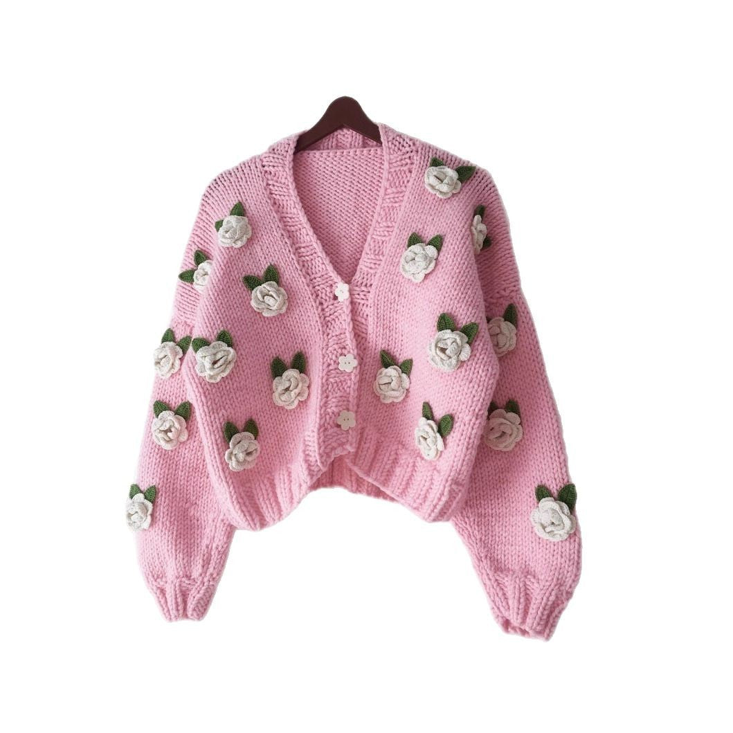Damen Verspielter Strickcardigan mit Kirschen-Design