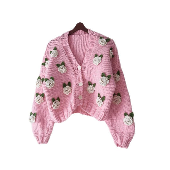 Damen Verspielter Strickcardigan mit Kirschen-Design