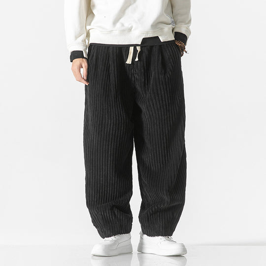 Herren Weit geschnittene Cord-Ballonhose mit Tunnelzugbund und breitem Rippenrelief Shop Nory