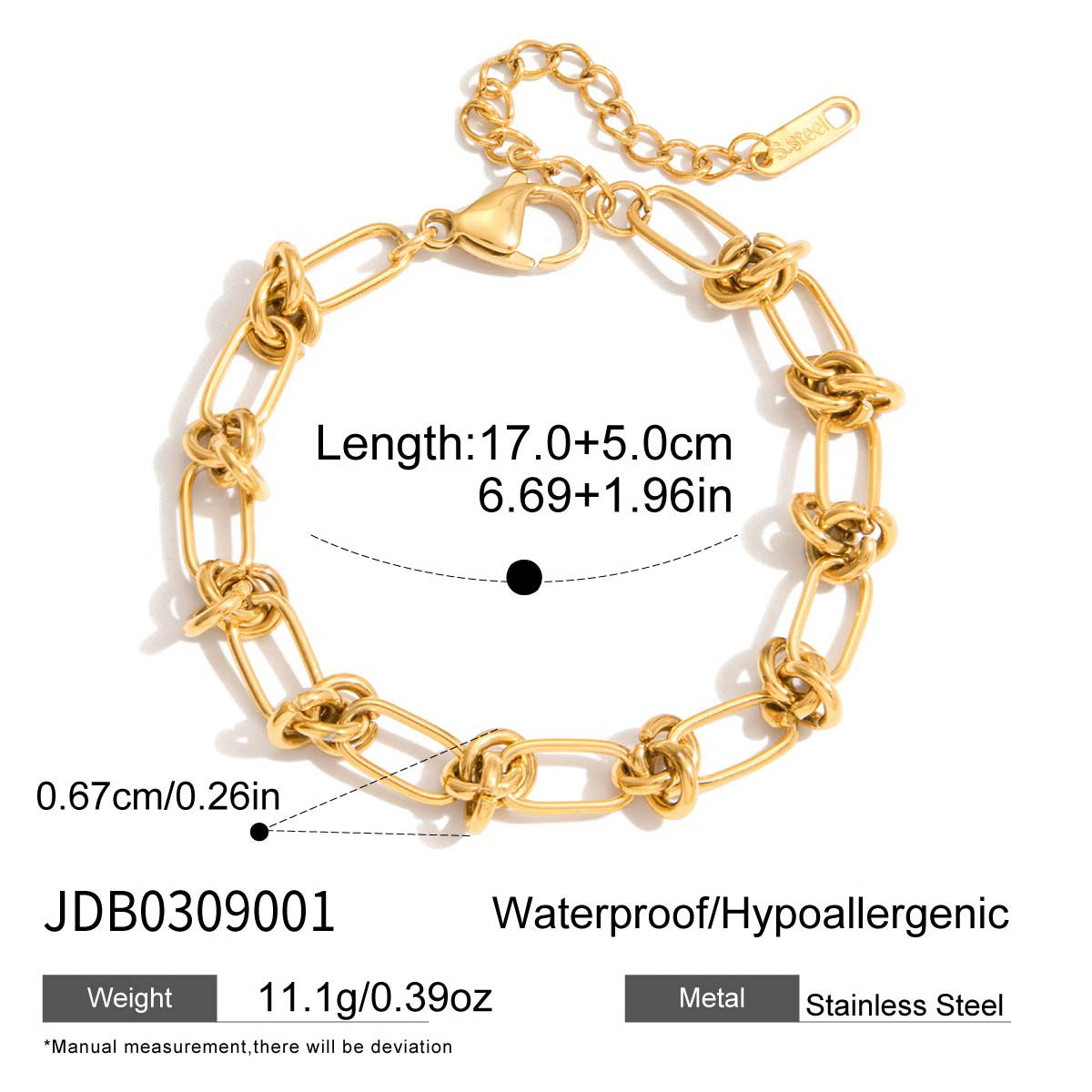 Damen Armband aus hypoallergenem Edelstahl mit verstellbarem Kettenverschluss Shop Nory