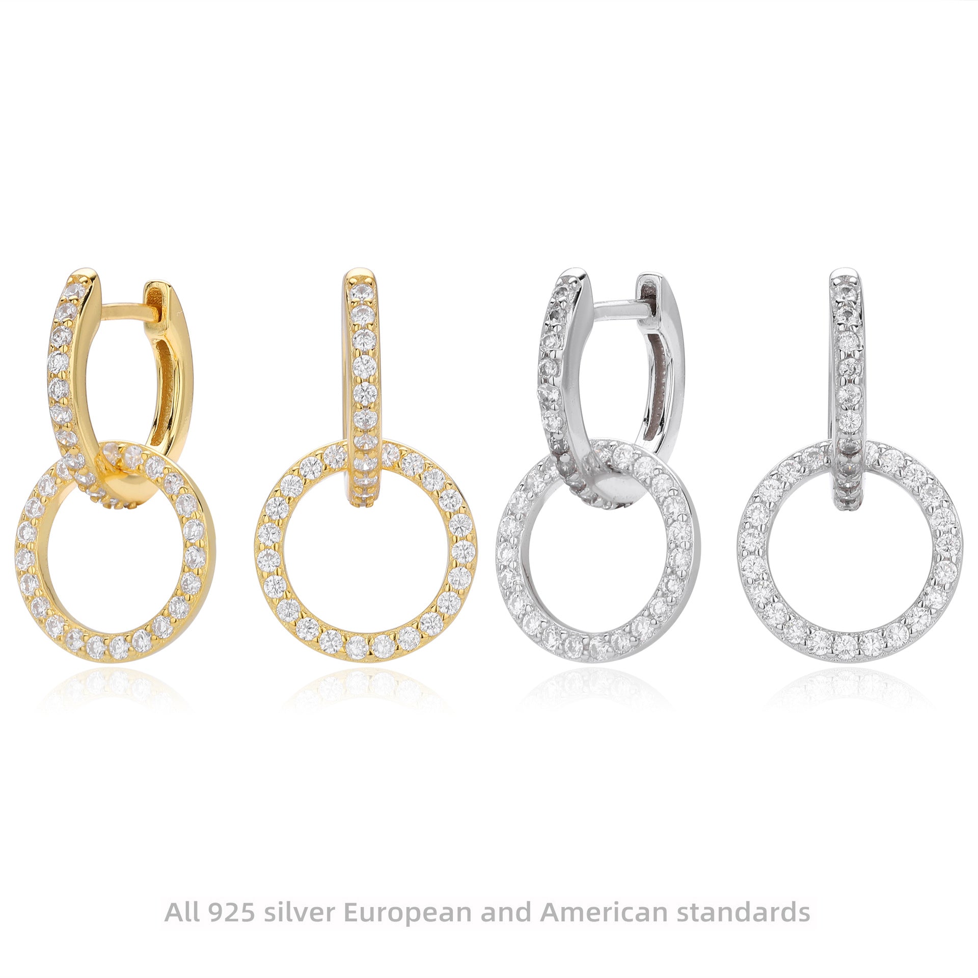 Damen Ohrhänger mit glitzernden Zirkonia in modernem Design Shop Nory