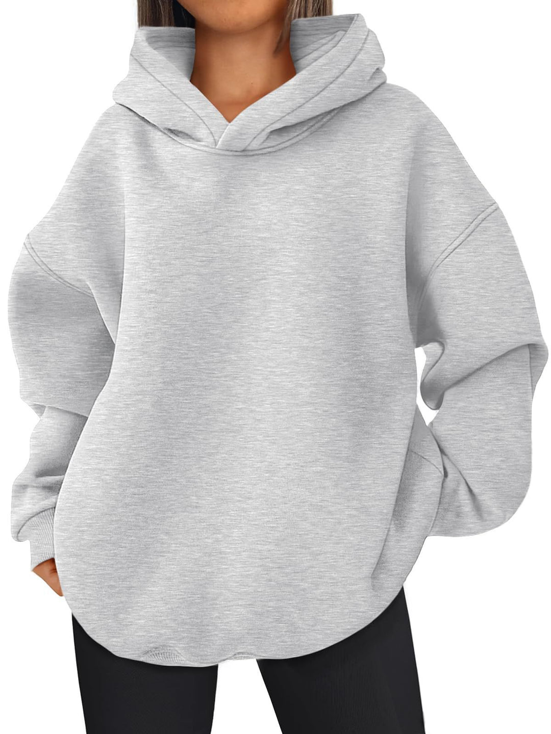 Damen nan kastiger Kapuzenpullover mit doppellagiger Kapuze, überschnittener Schulter und längerem Rückenteil Shop Nory