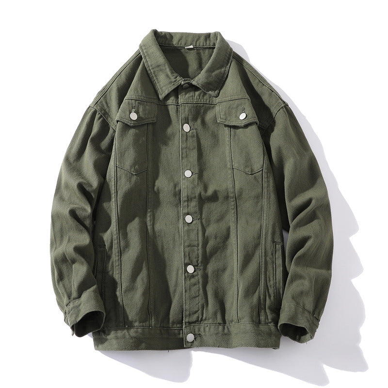 Unisex Oversize-Jeansjacke aus robustem Denim mit Druckknopfleiste Shop Nory