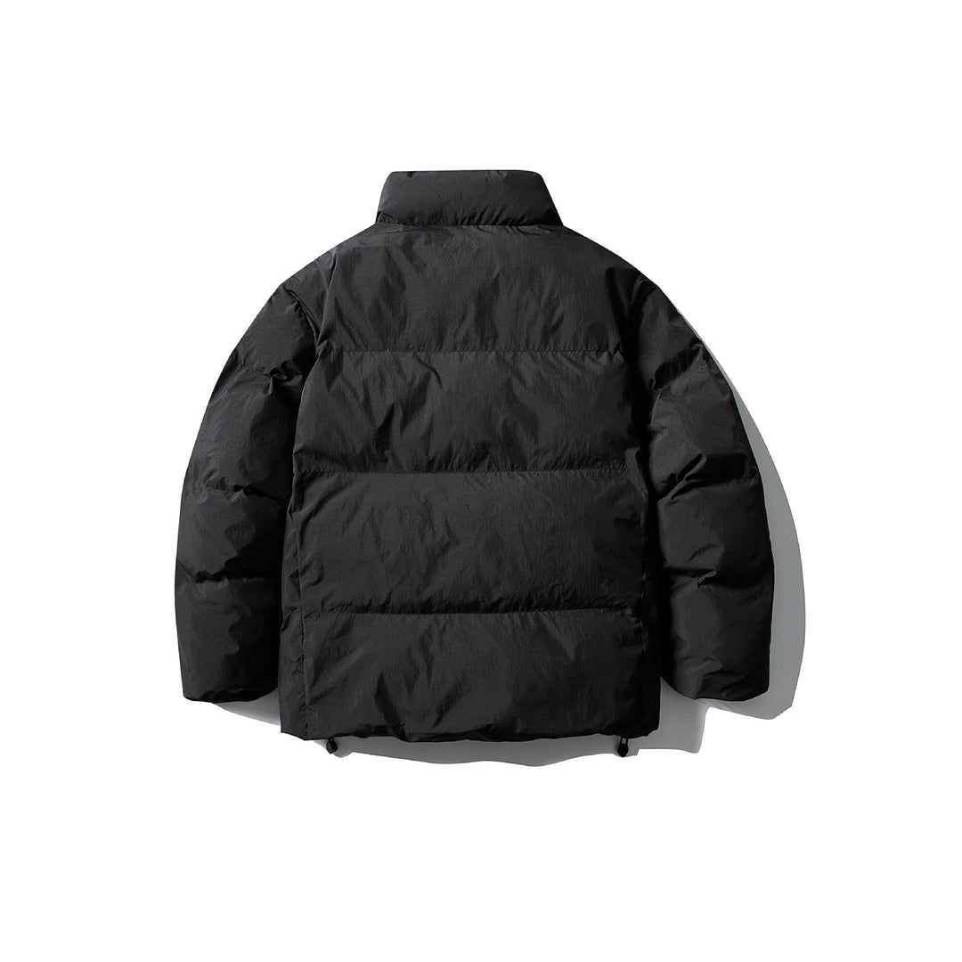 Unisex Kurz geschnittene quadratische Stepp‑Pufferjacke mit hohem Funnel‑Kragen und verstellbarem Saum Shop Nory