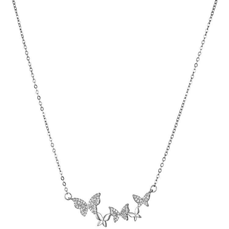 Damen Halskette mit elegantem Schmetterlingsdesign und funkelnden Zirkonia Shop Nory