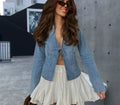 Damen Denim-Jacke mit taillierter Silhouette und Schnürdetails