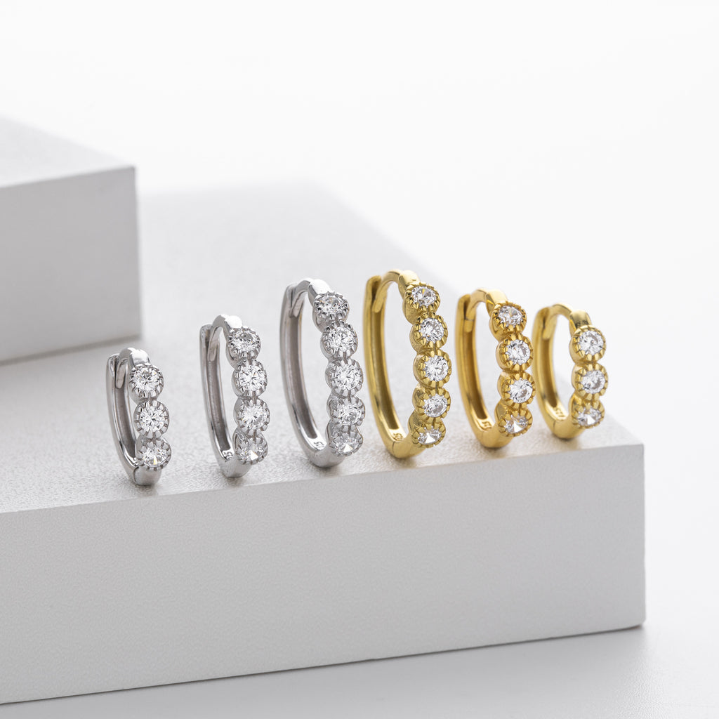 Damen Creolen mit funkelnden Zirkonia aus 925 Sterling Silber Shop Nory
