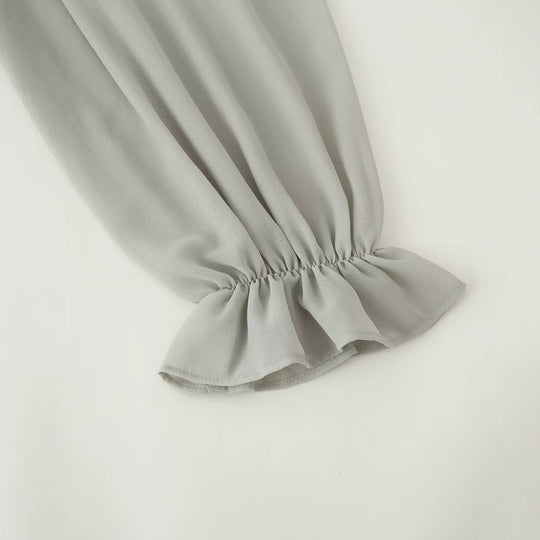 Damen Chiffon-Minikleid mit Rüschenkragen, Ballonärmeln und Paillettenbesatz Shop Nory