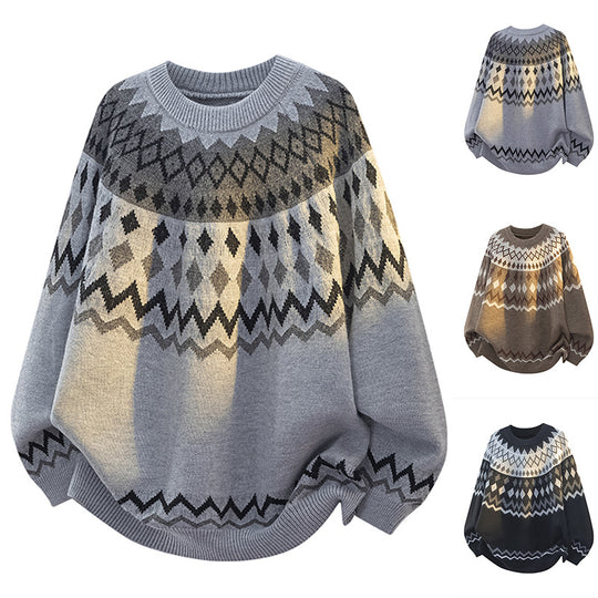 Damen Grobstrickpullover mit grafischem Muster Shop Nory