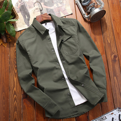 Herren Canvas-Overshirt im Worker‑Look mit Brustpattentasche und Western‑Nahtführung Shop Nory