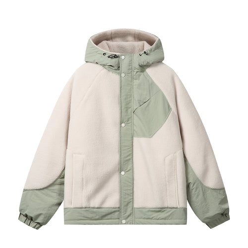 Unisex Boxy-Fleecejacke mit Kapuze und kontrastierenden Nylon-Einsätzen Shop Nory