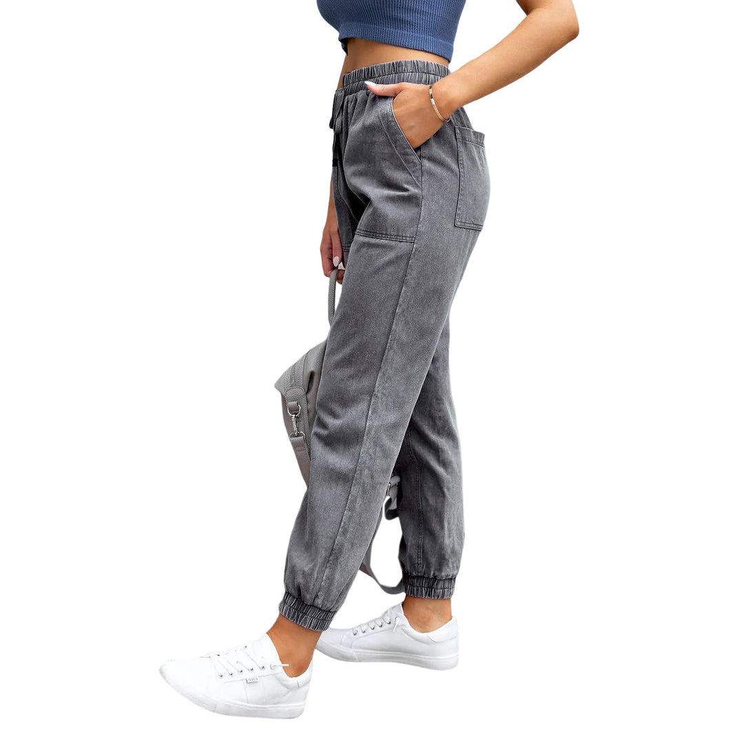 Damen Denim-Joggerhose mit Cargo-Taschen und elastischem Tunnelzugbund Shop Nory