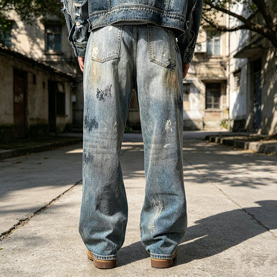 Herren Weite Denim-Jeans im Used-Look Shop Nory