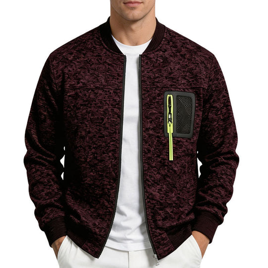 Herren strukturierte Bomberjacke mit Camouflage-Struktur und Reißverschluss-Brusttasche Shop Nory