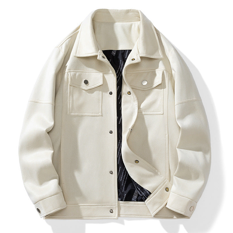 Herren Wildlederoptik Truckerjacke mit gesteppter Innenfütterung und Pattentaschen Shop Nory