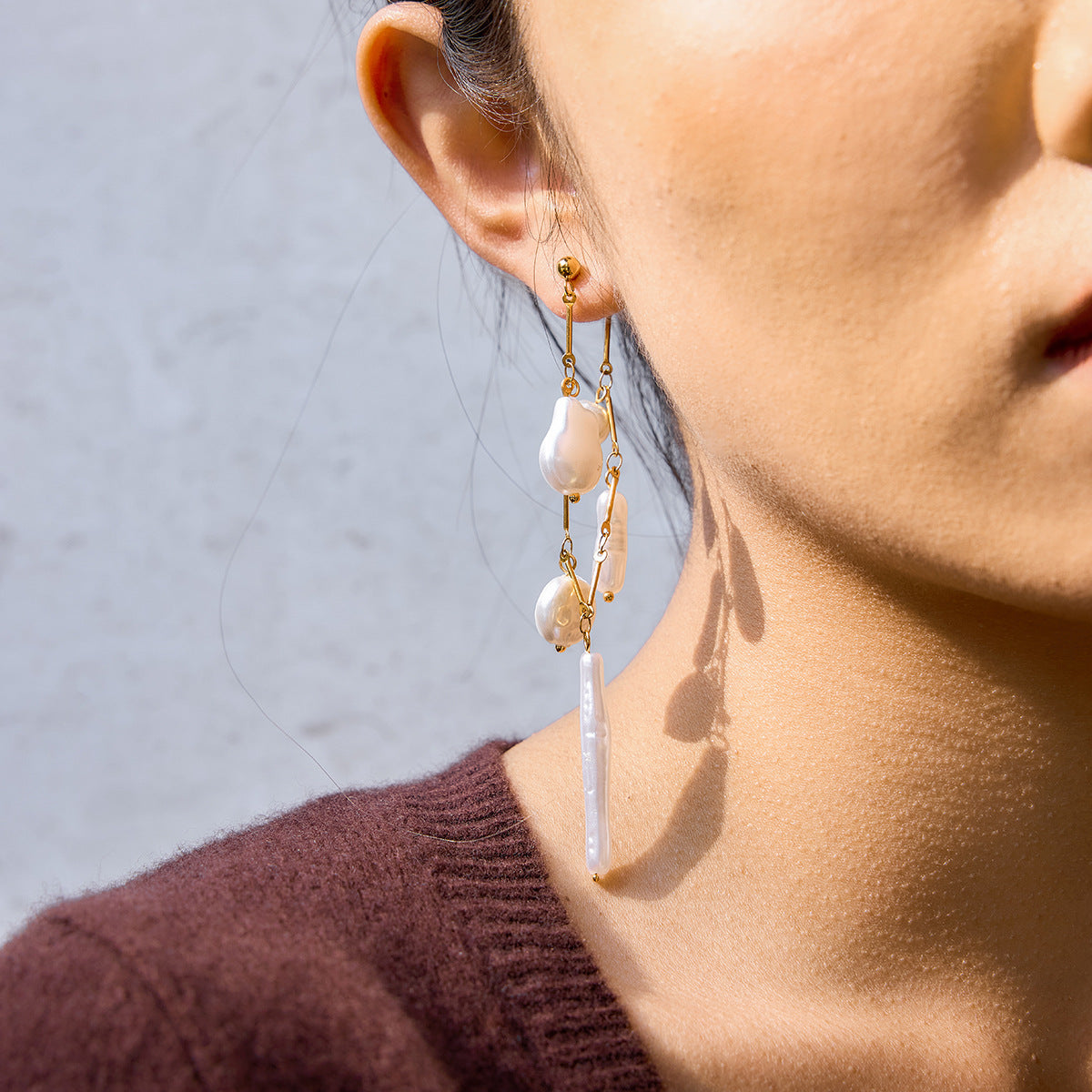 Damen Ohrhänger mit elegantem Perlendesign aus hypoallergenem Edelstahl Shop Nory