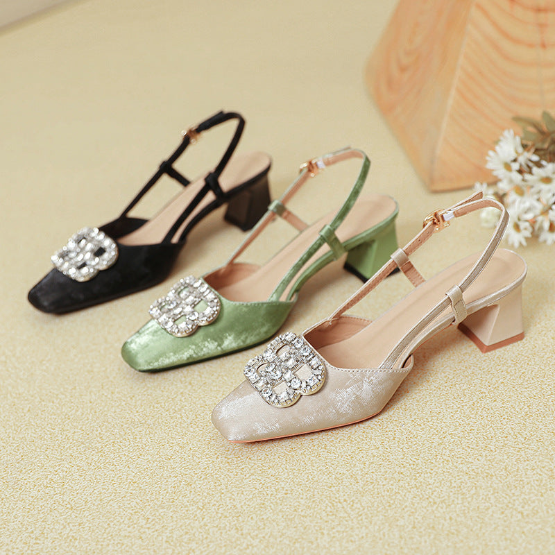Damen Slingback-Pumps mit funkelndem Schmuck Shopnory