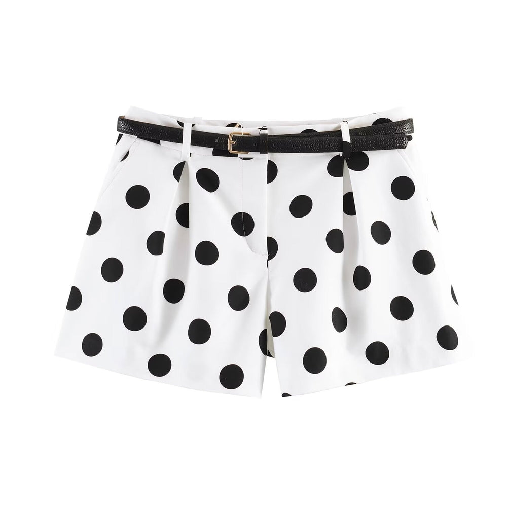 Damen klassische Shorts mit eleganten Falten und Gürtel Shopnory