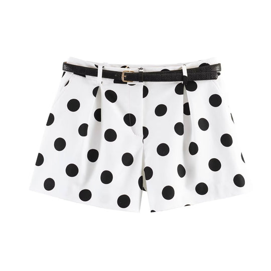 Damen klassische Shorts mit eleganten Falten und Gürtel Shopnory