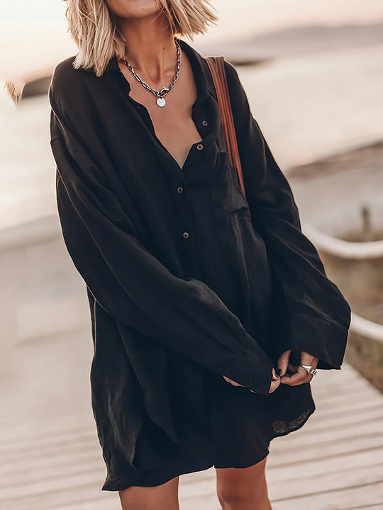 Damen lässige Oversized-Bluse aus Leinen