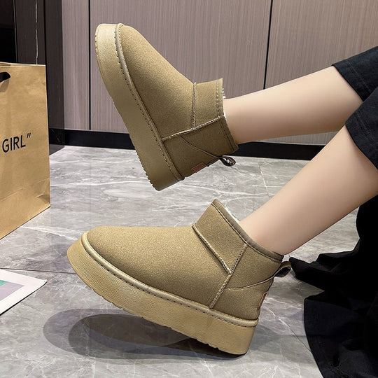 Damen Gefütterte Kurzschaft Winterboots mit Kunstfellfutter Plateau‑Sohle und Pull‑On Shop Nory