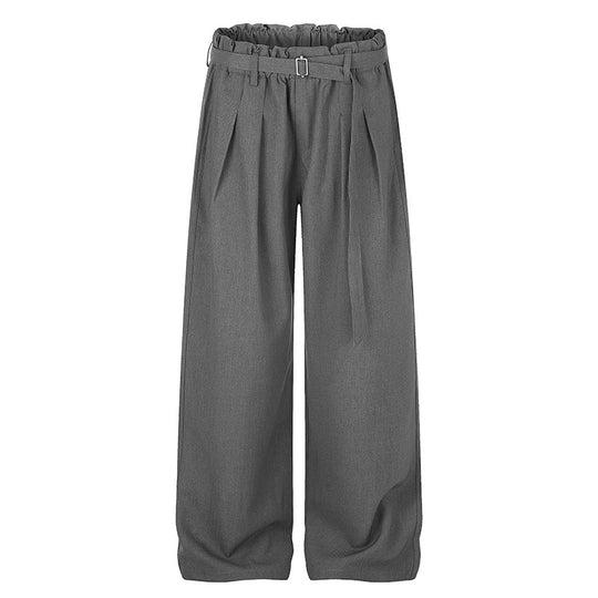 Damen Weite High‑Waist Palazzo‑Hose mit Paperbag‑Bund, Bundfalten und Bindegürtel Shop Nory