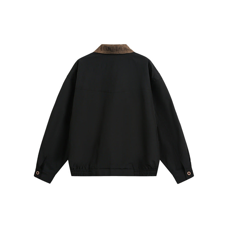 Unisex Kastig geschnittene Blousonjacke im Fieldstil mit Cordkragen und Karo‑Innenfutter Shop Nory