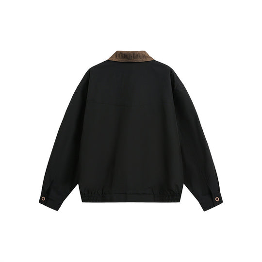Unisex Kastig geschnittene Blousonjacke im Fieldstil mit Cordkragen und Karo‑Innenfutter Shop Nory