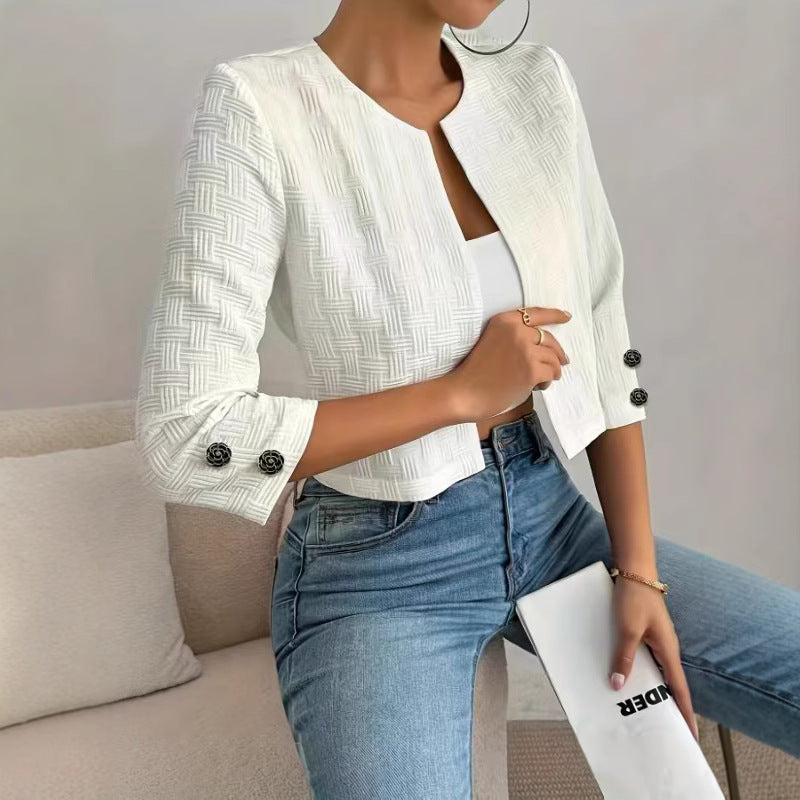Damen Strukturierte Kurzjacke mit eleganten Knöpfen